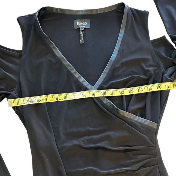 Laundry Women's Wrap Front Cold Sholder Long Sleeves Dress Black Size L - Picture 11 of 16